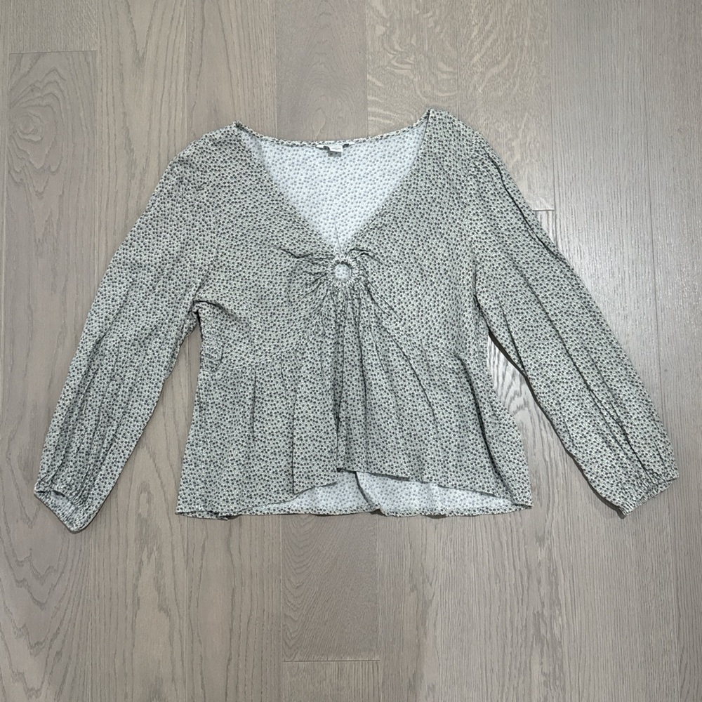 American Eagle Long Sleeve Ring Front Babydoll Top